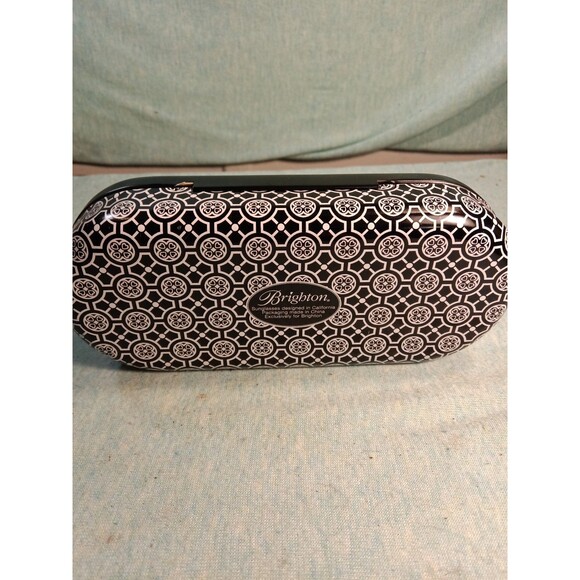 Brighton Black White Geometric & Damask Metal Sunglasses Storage Empty Case